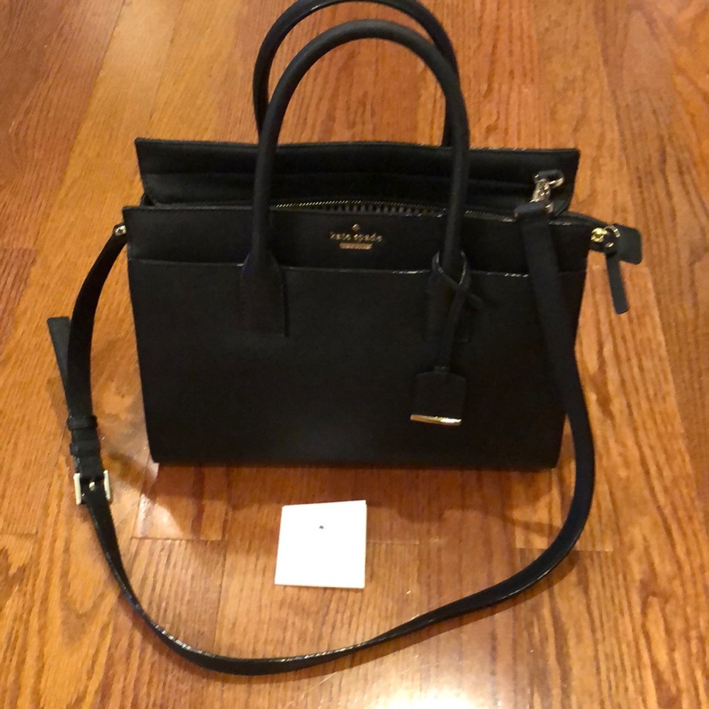 kate spade Black Leather Satchel with Shoulder Strap
